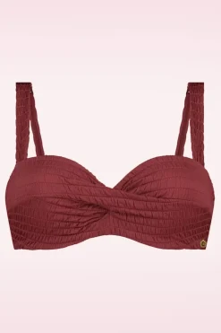 TC Beach Twisted Bikinitop In Donkerrood>Vrouwen Bikini's