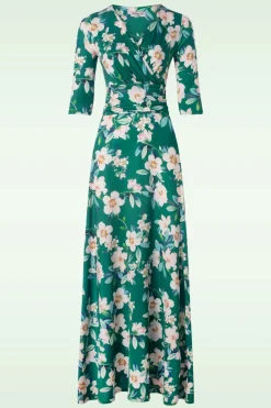 Vintage Chic for Topvintage Valentina Flower Maxi Jurk In Groen>Vrouwen Maxi Jurken