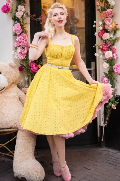 Timeless Valerie Swing Jurk In Mosterd>Vrouwen Effen Jurken