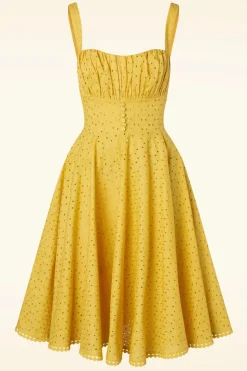 Timeless Valerie Swing Jurk In Mosterd>Vrouwen Effen Jurken