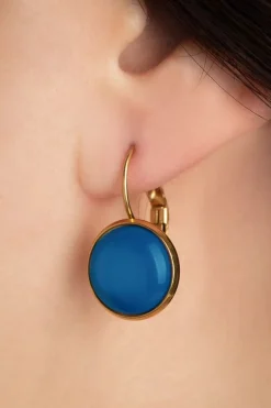 Urban Hippies Vergulde Dot Oorbellen In Grieks Blauw>Vrouwen Sieraden