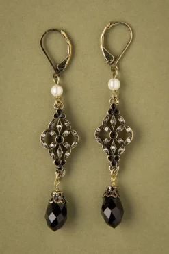 Lovely Victoriaanse Filigraan Oorbellen In Zwart><noscript><img width=