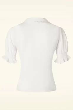 Vixen Vintage Geborduurde Bloemenblouse In Wit>Vrouwen Blouses