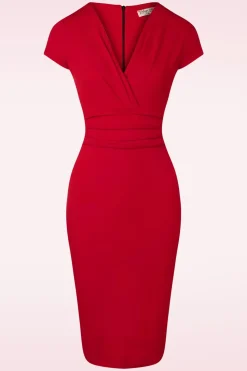 Vintage Chic for Topvintage Vivien Pencil Jurk In Diep Rood>Vrouwen Plus Size Jurken