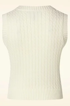 Collectif Clothing Willa Gebreide Spencer In Creme>Vrouwen Truitjes